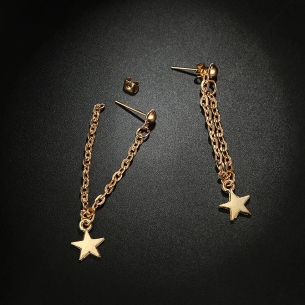 NEW!๐๐AWESOMEโญ๏ธSTAR CHAIN BALLโญ๏ธDROPS!๐๐GOLDEN - Picture 2 of 6